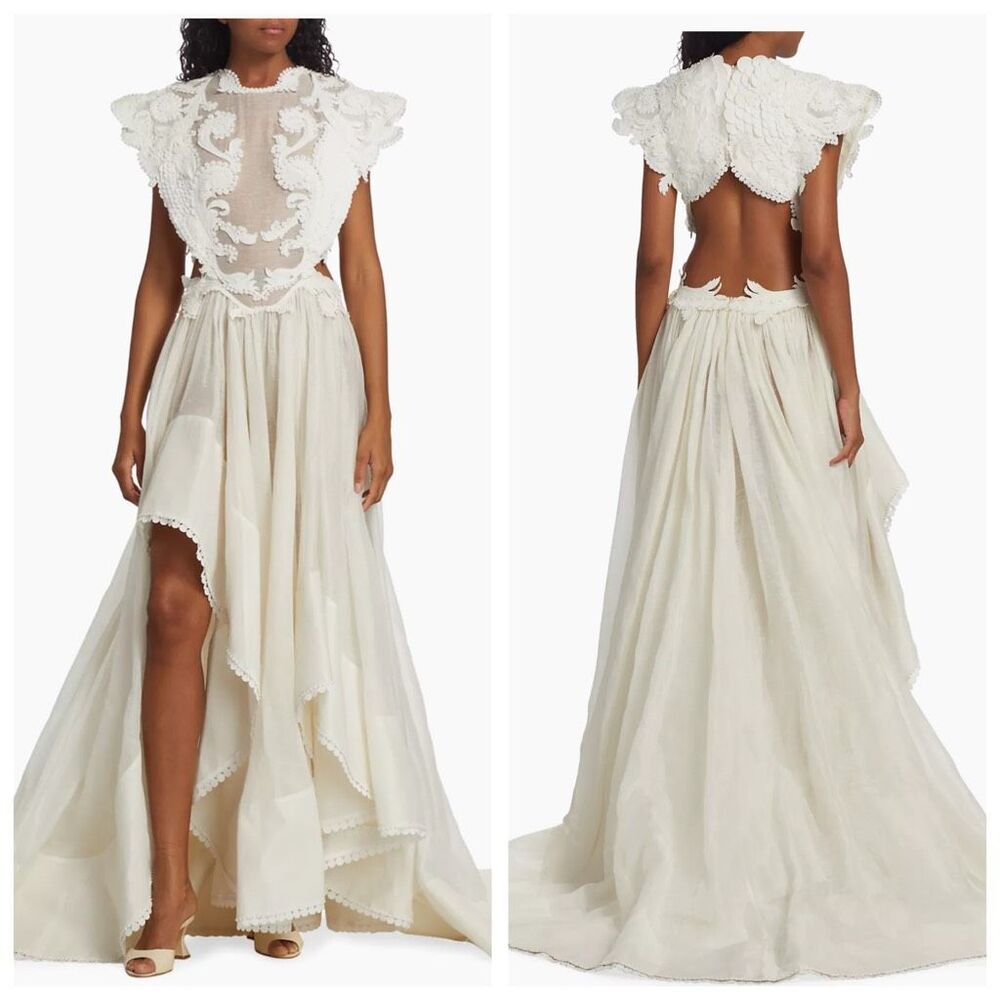 Zimmermann Tama Asymmetric Sequin-Embroidered Gown Size 3 / US 10 - Picture 1 of 15